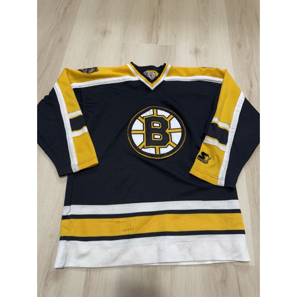 Starter Boston Bruins Hockey Jersey Youth Size Large/XL Stitched Black Yellow